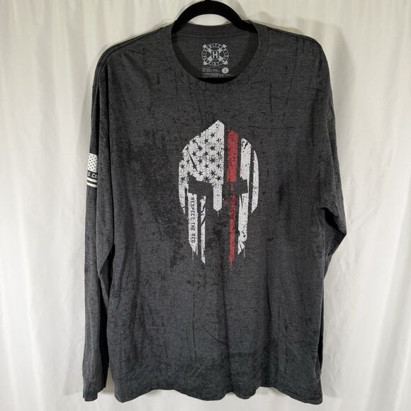 Howitzer Patriot Shirt Men's Large Grey Respect the Red Long Sleeve Crew Neck - Picture 1 of 9
